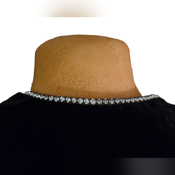 Vintage Set Another Thyme Black Velvet Embellished Dress w Jacket Sz 18 - Picture 4 of 11